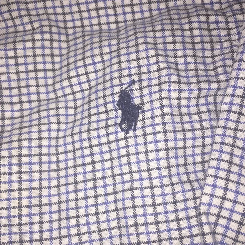 Polo Ralph Lauren Boys Shirt Small 8 Blue White Check Tattersall Button Down